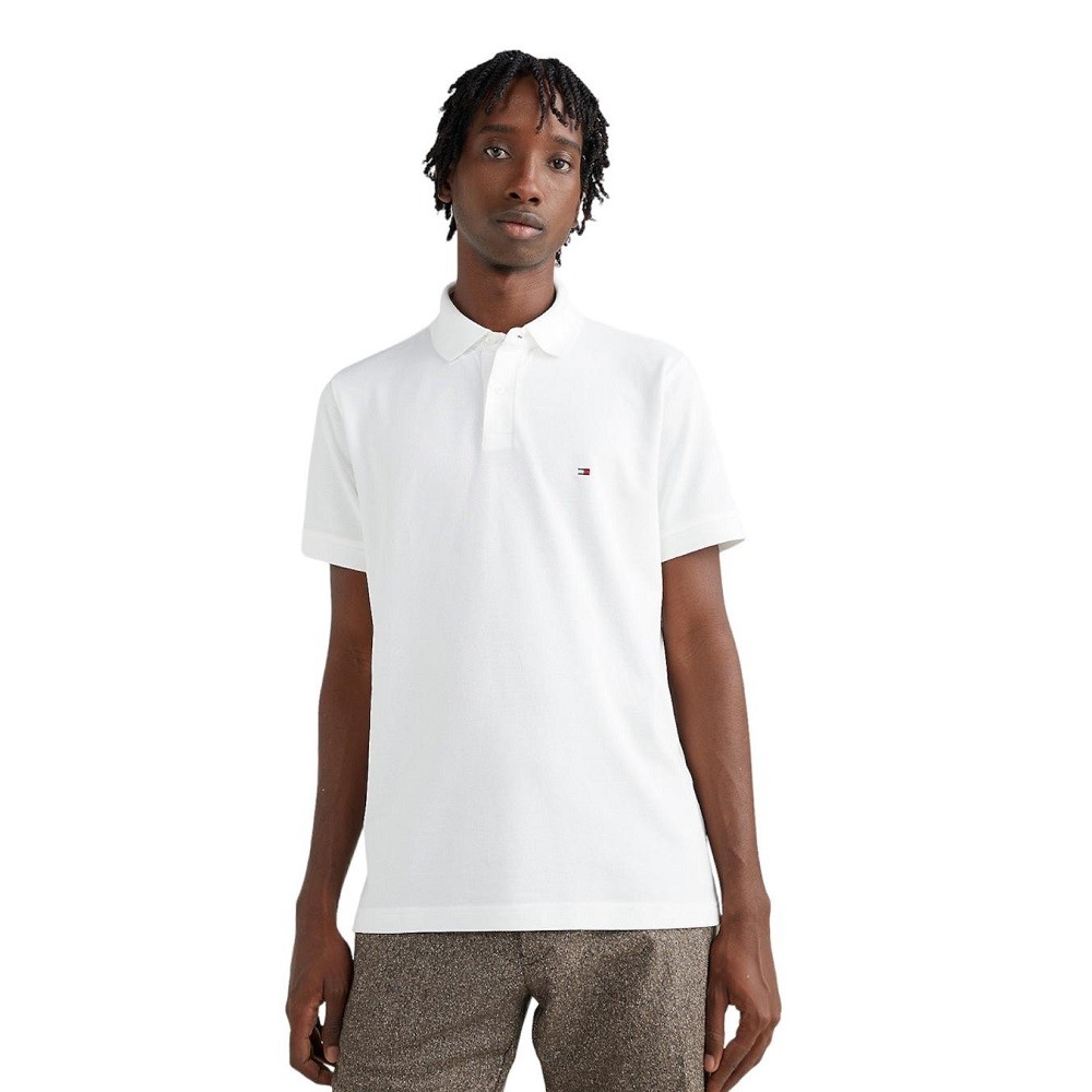 TOMMY HILFIGER</br>Ανδρικό Polo T-shirt Λευκό Regular MW0MW17770-YBR Tommy Hilfiger TOMMY HILFIGER</br>Ανδρικό Polo T-shirt Λευκό Regular MW0MW17770-YBR Tommy Hilfiger