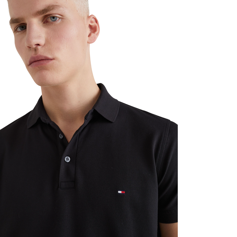 TOMMY HILFIGER</br>Ανδρικό Polo T-shirt Μαύρο Slim MW0MW17771-BDS Tommy Hilfiger TOMMY HILFIGER</br>Ανδρικό Polo T-shirt Μαύρο Slim MW0MW17771-BDS Tommy Hilfiger