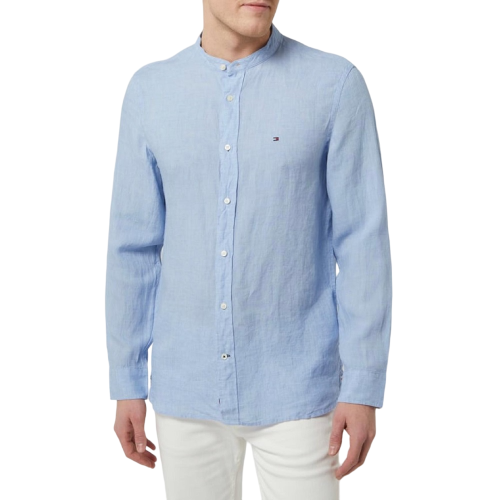Ανδρικό Πουκάμισο Σιέλ Λινό Mao Collar Regular MW0MW18446-C1S Tommy Hilfiger Ανδρικό Πουκάμισο Σιέλ Λινό Mao Collar Regular MW0MW18446-C1S Tommy Hilfiger