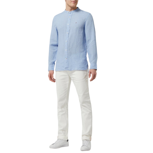 Ανδρικό Πουκάμισο Σιέλ Λινό Mao Collar Regular MW0MW18446-C1S Tommy Hilfiger Ανδρικό Πουκάμισο Σιέλ Λινό Mao Collar Regular MW0MW18446-C1S Tommy Hilfiger