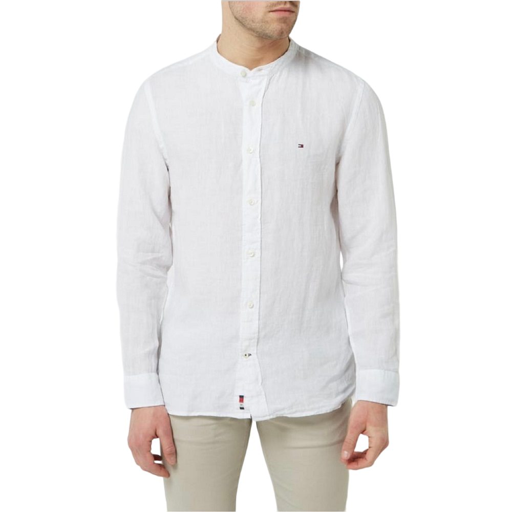 TOMMY HILFIGER</br>Ανδρικό Πουκάμισο Λευκό Λινό Mao Collar Regular MW0MW18446-YBR Tommy Hilfiger TOMMY HILFIGER</br>Ανδρικό Πουκάμισο Λευκό Λινό Mao Collar Regular MW0MW18446-YBR Tommy Hilfiger