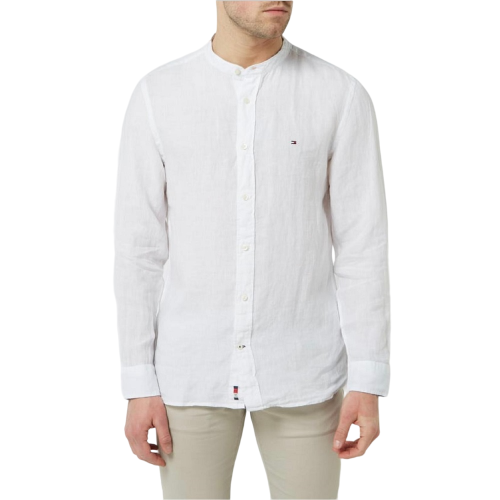 Ανδρικό Πουκάμισο Λευκό Λινό Mao Collar Regular MW0MW18446-YBR Tommy Hilfiger Ανδρικό Πουκάμισο Λευκό Λινό Mao Collar Regular MW0MW18446-YBR Tommy Hilfiger