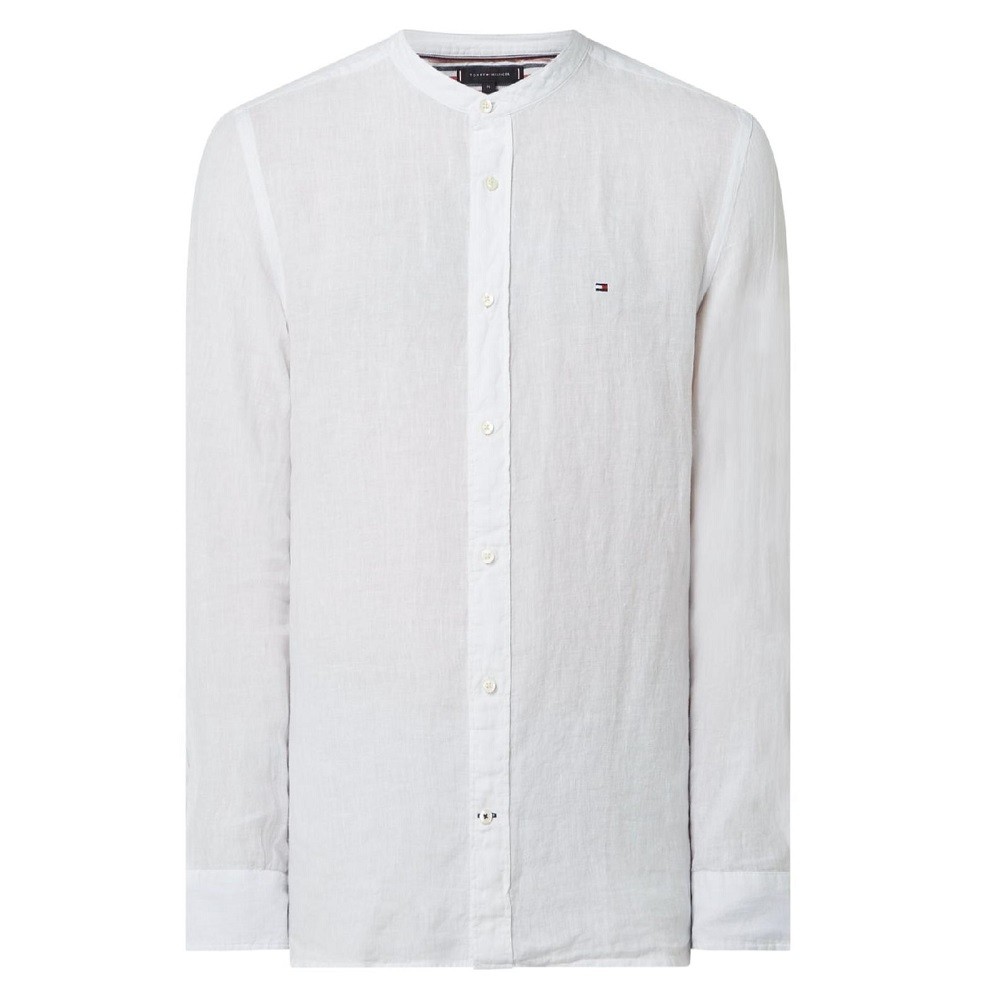 TOMMY HILFIGER</br>Ανδρικό Πουκάμισο Λευκό Λινό Mao Collar Regular MW0MW18446-YBR Tommy Hilfiger TOMMY HILFIGER</br>Ανδρικό Πουκάμισο Λευκό Λινό Mao Collar Regular MW0MW18446-YBR Tommy Hilfiger