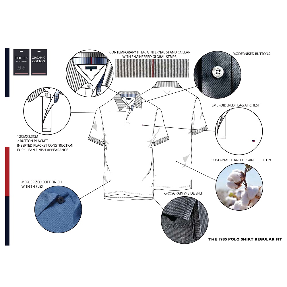 TOMMY HILFIGER</br>Tommy Hilfiger 1985 Pique Long Sleeve Regular Fit Polo Shirt MW0MW20183-XIH Ανδρικό Polo T-shirt Μπορντώ