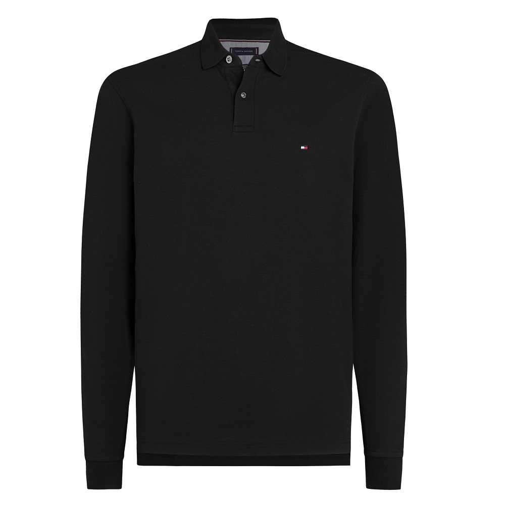 TOMMY HILFIGER</br>Tommy Hilfiger 1985 Pique Long Sleeve Regular Fit Polo Shirt MW0MW20183-BDS Ανδρικό Polo T-shirt Μαύρο TOMMY HILFIGER</br>Tommy Hilfiger 1985 Pique Long Sleeve Regular Fit Polo Shirt MW0MW20183-BDS Ανδρικό Polo T-shirt Μαύρο