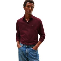 TOMMY HILFIGER</br>Tommy Hilfiger 1985 Pique Long Sleeve Regular Fit Polo Shirt MW0MW20183-XIH Ανδρικό Polo T-shirt Μπορντώ