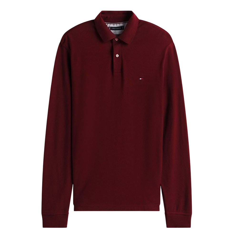 TOMMY HILFIGER</br>Tommy Hilfiger 1985 Pique Long Sleeve Regular Fit Polo Shirt MW0MW20183-XIH Ανδρικό Polo T-shirt Μπορντώ