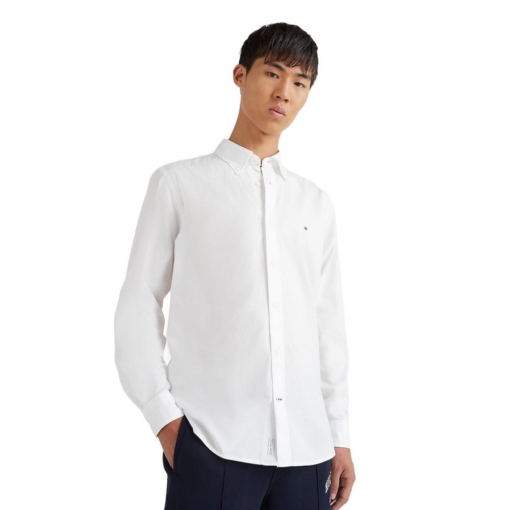TOMMY HILFIGER</br>Ανδρικό Πουκάμισο Λευκό Poplin Regular MW0MW25035-YBR Tommy Hilfiger TOMMY HILFIGER</br>Ανδρικό Πουκάμισο Λευκό Poplin Regular MW0MW25035-YBR Tommy Hilfiger