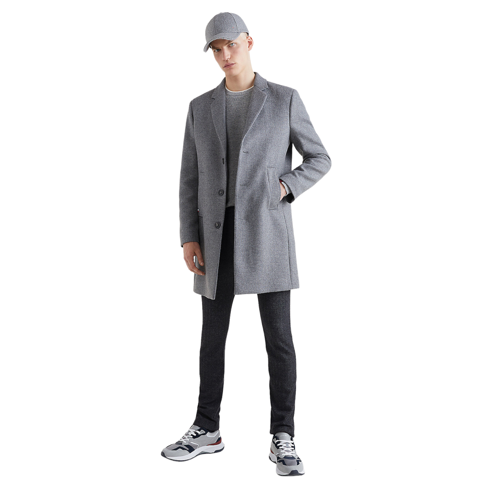 TOMMY HILFIGER</br>Ανδρικό Παλτό Γκρι Wool Blend Regular MW0MW277069-P91 Tommy Hilfiger TOMMY HILFIGER</br>Ανδρικό Παλτό Γκρι Wool Blend Regular MW0MW277069-P91 Tommy Hilfiger