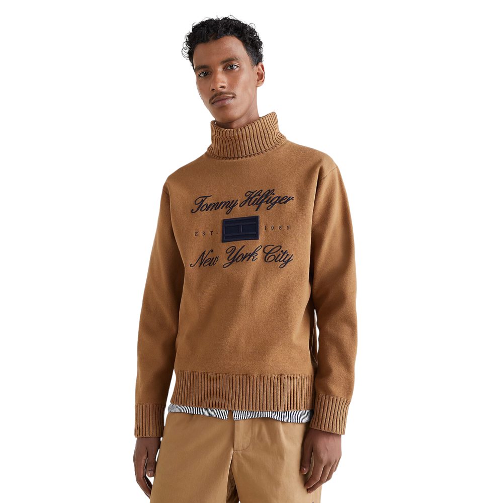 TOMMY HILFIGER</br>Ανδρικό Πουλόβερ Ζιβάγκο Κάμελ Cotton MW0MW27937-GWJ Tommy Hilfiger TOMMY HILFIGER</br>Ανδρικό Πουλόβερ Ζιβάγκο Κάμελ Cotton MW0MW27937-GWJ Tommy Hilfiger