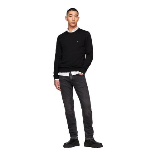 Tommy Hilfiger Pima Organic Cotton Cashmere Crewneck Sweater MW0MW28046-BDS Ανδρικό Πουλόβερ Μαύρο