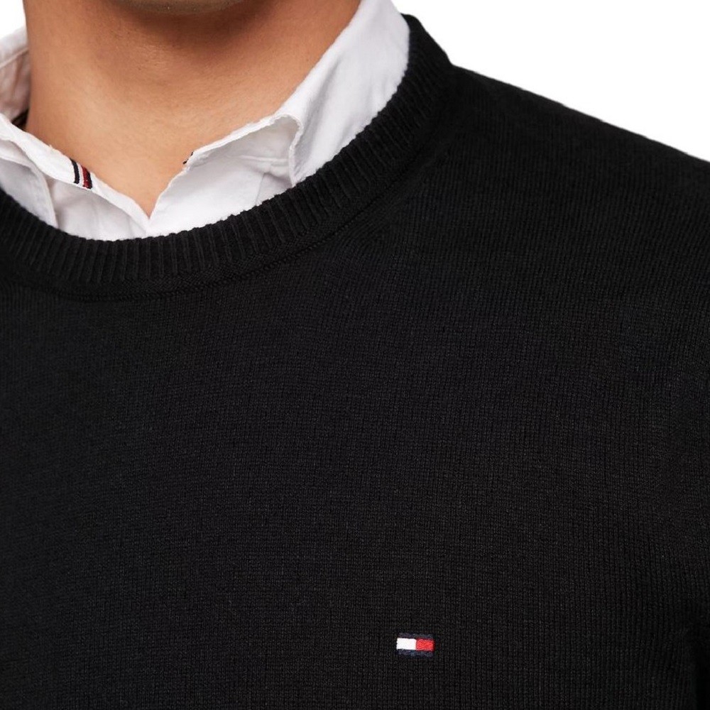 TOMMY HILFIGER</br>Ανδρικό Πουλόβερ Μαύρο Crewneck Cotton Cashmere MW0MW28046-BDS Tommy Hilfiger TOMMY HILFIGER</br>Ανδρικό Πουλόβερ Μαύρο Crewneck Cotton Cashmere MW0MW28046-BDS Tommy Hilfiger