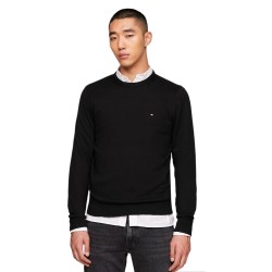 TOMMY HILFIGER</br>Ανδρικό Πουλόβερ Μαύρο Crewneck Cotton Cashmere MW0MW28046-BDS Tommy Hilfiger