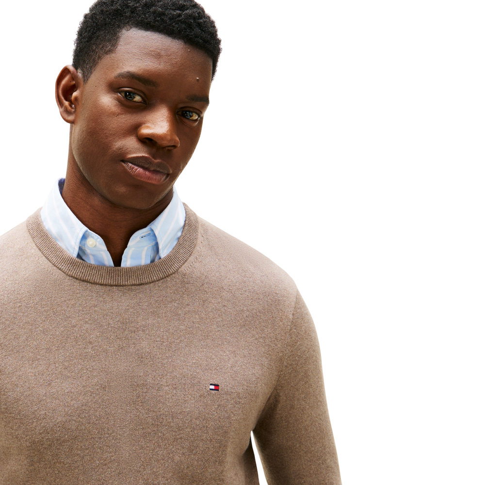 TOMMY HILFIGER</br>Tommy Hilfiger Pima Organic Cotton Cashmere Crewneck Sweater MW0MW28046-HI3 Ανδρικό Πουλόβερ Πούρο