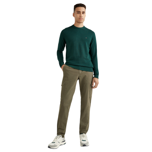 Tommy Hilfiger Pima Organic Cotton Cashmere Crewneck Sweater MW0MW28046-MBP Ανδρικό Πουλόβερ Πράσινο