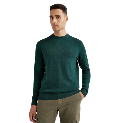 Tommy Hilfiger Pima Organic Cotton Cashmere Crewneck Sweater MW0MW28046-MBP Ανδρικό Πουλόβερ Πράσινο