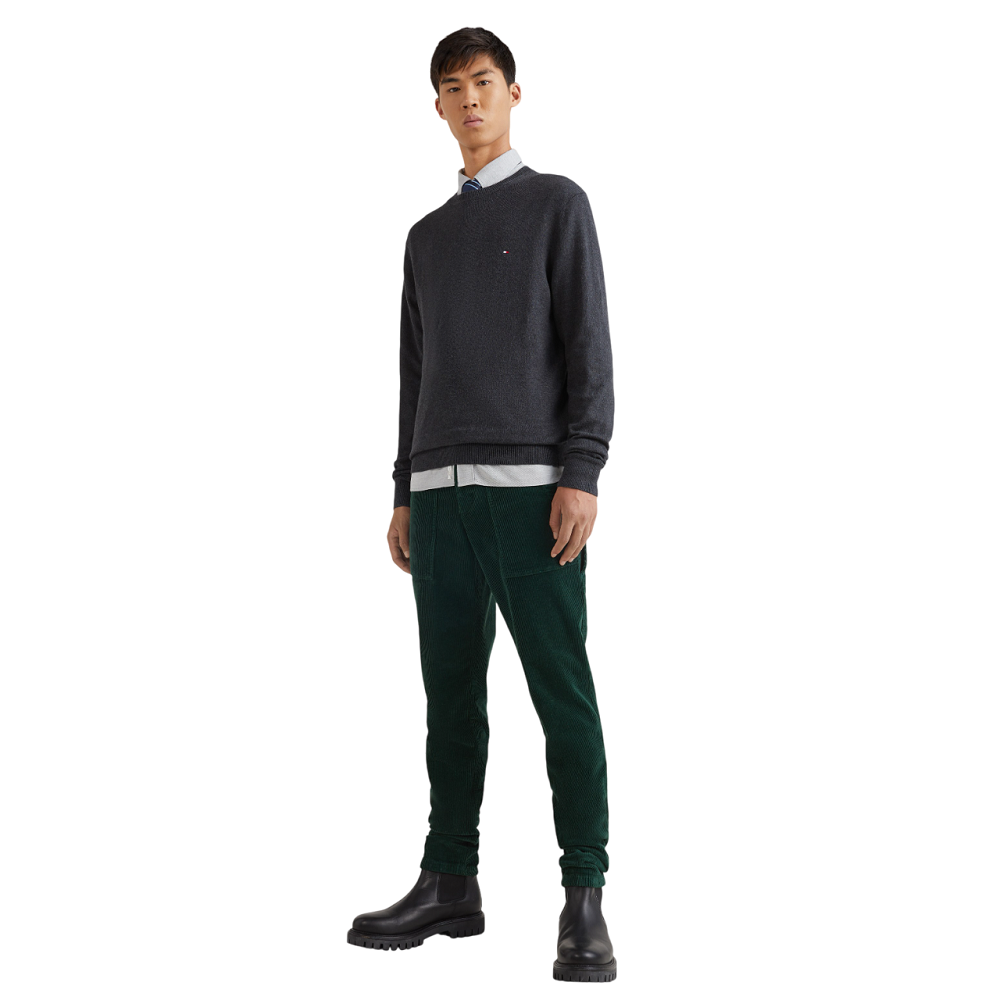 TOMMY HILFIGER</br>Tommy Hilfiger Pima Organic Cotton Cashmere Crewneck Sweater MW0MW28046-P92 Ανδρικό Πουλόβερ Ανθρακί TOMMY HILFIGER</br>Tommy Hilfiger Pima Organic Cotton Cashmere Crewneck Sweater MW0MW28046-P92 Ανδρικό Πουλόβερ Ανθρακί