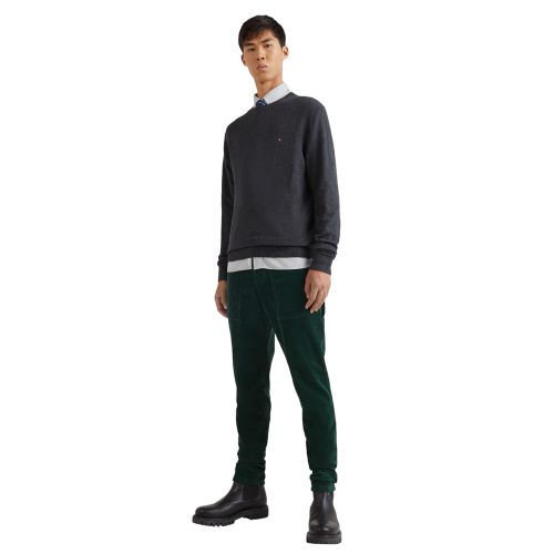 Tommy Hilfiger Pima Organic Cotton Cashmere Crewneck Sweater MW0MW28046-P92 Ανδρικό Πουλόβερ Ανθρακί Tommy Hilfiger Pima Organic Cotton Cashmere Crewneck Sweater MW0MW28046-P92 Ανδρικό Πουλόβερ Ανθρακί