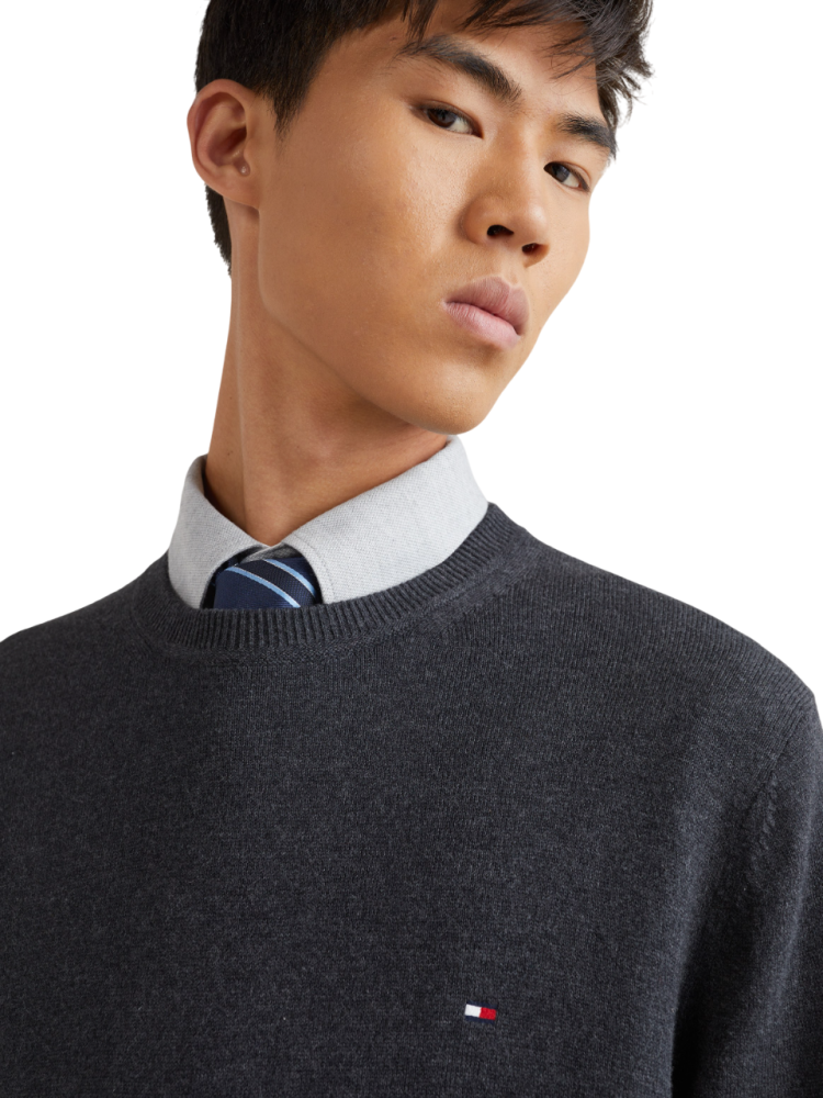 TOMMY HILFIGER</br>Tommy Hilfiger Pima Organic Cotton Cashmere Crewneck Sweater MW0MW28046-P92 Ανδρικό Πουλόβερ Ανθρακί TOMMY HILFIGER</br>Tommy Hilfiger Pima Organic Cotton Cashmere Crewneck Sweater MW0MW28046-P92 Ανδρικό Πουλόβερ Ανθρακί