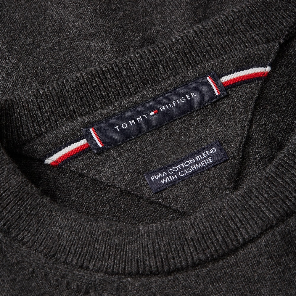TOMMY HILFIGER</br>Tommy Hilfiger Pima Organic Cotton Cashmere Crewneck Sweater MW0MW28046-P92 Ανδρικό Πουλόβερ Ανθρακί TOMMY HILFIGER</br>Tommy Hilfiger Pima Organic Cotton Cashmere Crewneck Sweater MW0MW28046-P92 Ανδρικό Πουλόβερ Ανθρακί