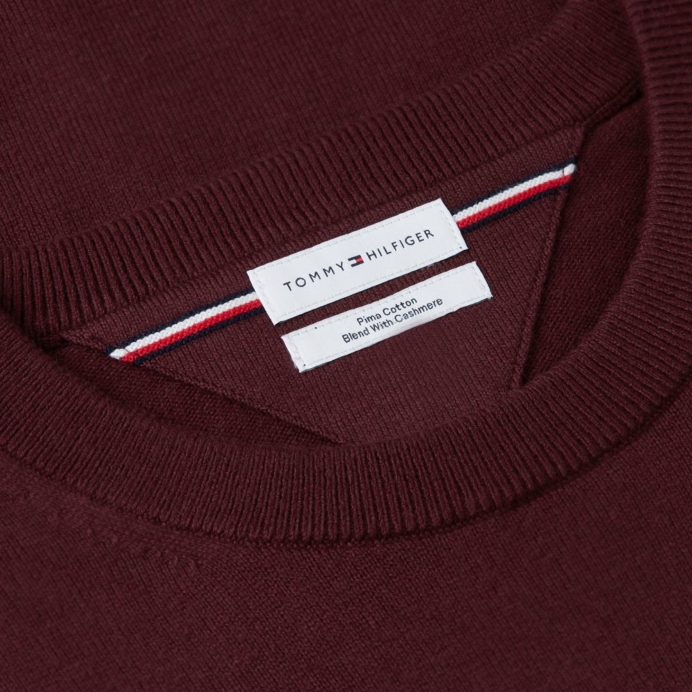 TOMMY HILFIGER</br>Tommy Hilfiger Pima Organic Cotton Cashmere Crewneck Sweater MW0MW28046-VLP Ανδρικό Πουλόβερ Μπορντώ TOMMY HILFIGER</br>Tommy Hilfiger Pima Organic Cotton Cashmere Crewneck Sweater MW0MW28046-VLP Ανδρικό Πουλόβερ Μπορντώ