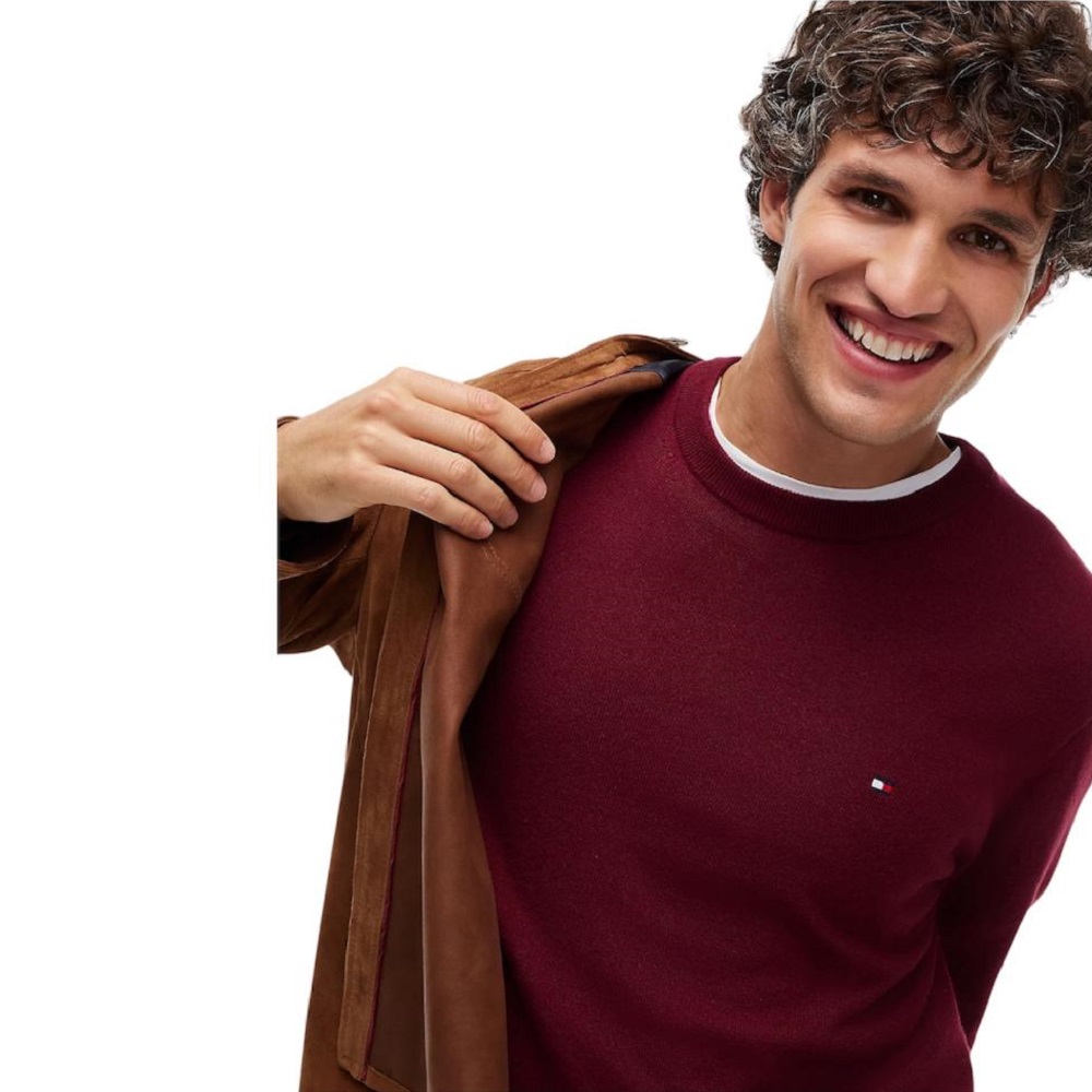 TOMMY HILFIGER</br>Tommy Hilfiger Pima Organic Cotton Cashmere Crewneck Sweater MW0MW28046-VLP Ανδρικό Πουλόβερ Μπορντώ TOMMY HILFIGER</br>Tommy Hilfiger Pima Organic Cotton Cashmere Crewneck Sweater MW0MW28046-VLP Ανδρικό Πουλόβερ Μπορντώ