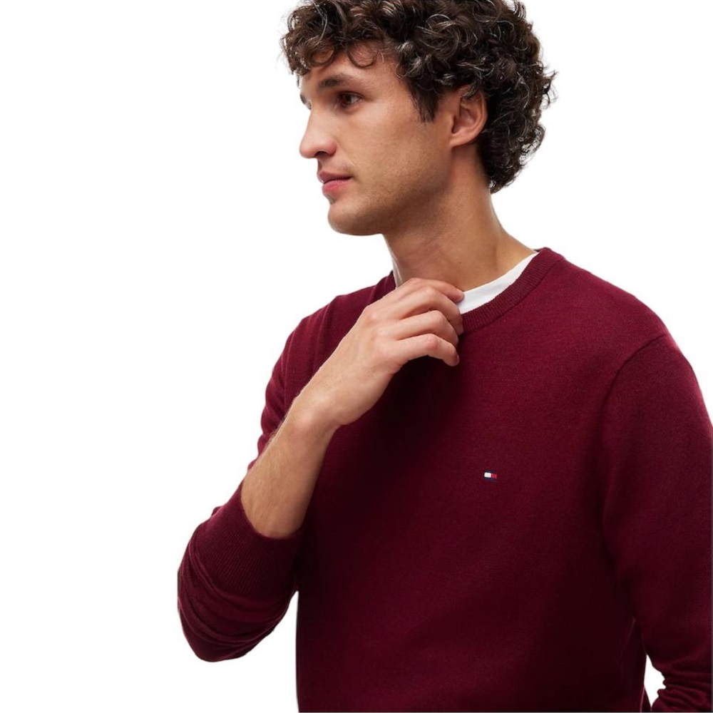 TOMMY HILFIGER</br>Tommy Hilfiger Pima Organic Cotton Cashmere Crewneck Sweater MW0MW28046-VLP Ανδρικό Πουλόβερ Μπορντώ TOMMY HILFIGER</br>Tommy Hilfiger Pima Organic Cotton Cashmere Crewneck Sweater MW0MW28046-VLP Ανδρικό Πουλόβερ Μπορντώ
