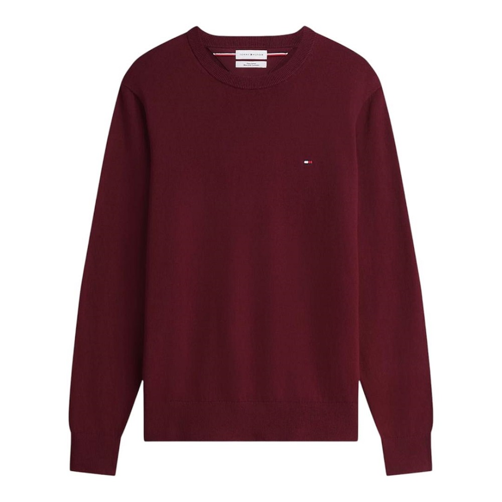 TOMMY HILFIGER</br>Tommy Hilfiger Pima Organic Cotton Cashmere Crewneck Sweater MW0MW28046-VLP Ανδρικό Πουλόβερ Μπορντώ TOMMY HILFIGER</br>Tommy Hilfiger Pima Organic Cotton Cashmere Crewneck Sweater MW0MW28046-VLP Ανδρικό Πουλόβερ Μπορντώ