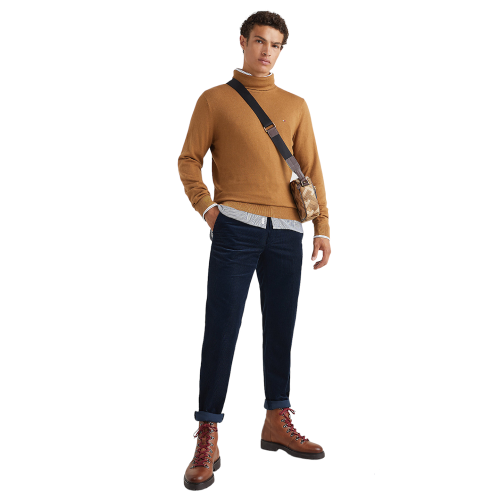 Ανδρικό Πουλόβερ Ζιβάγκο Κάμελ Cotton Cashmere MW0MW28048-GWJ Tommy Hilfiger