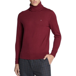 TOMMY HILFIGER</br>Ανδρικό Πουλόβερ Ζιβάγκο Μπορντώ Cotton Cashmere MW0MW28048-VLP Tommy Hilfiger