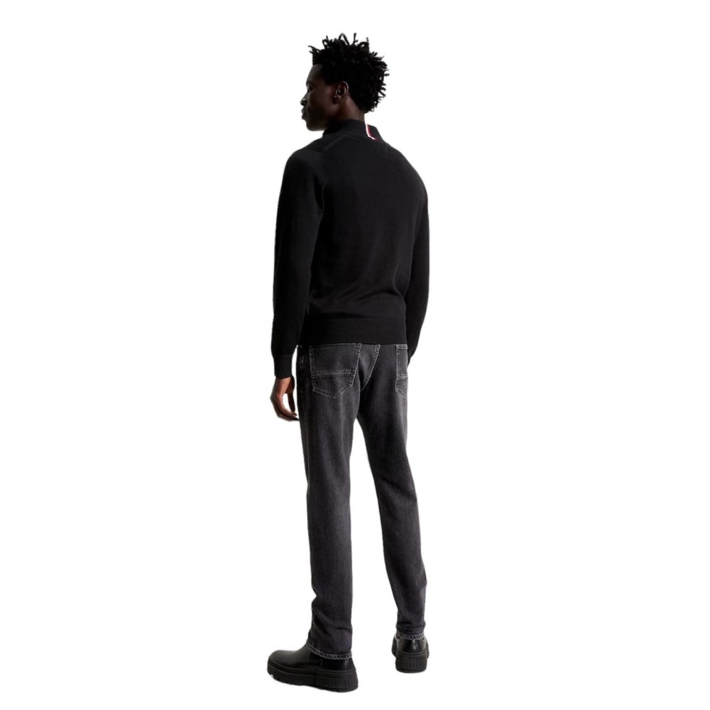 TOMMY HILFIGER</br>Ανδρικό Πουλόβερ Μαύρο 1/4 Zip Cotton Cashmere MW0MW28049-BDS Tommy Hilfiger