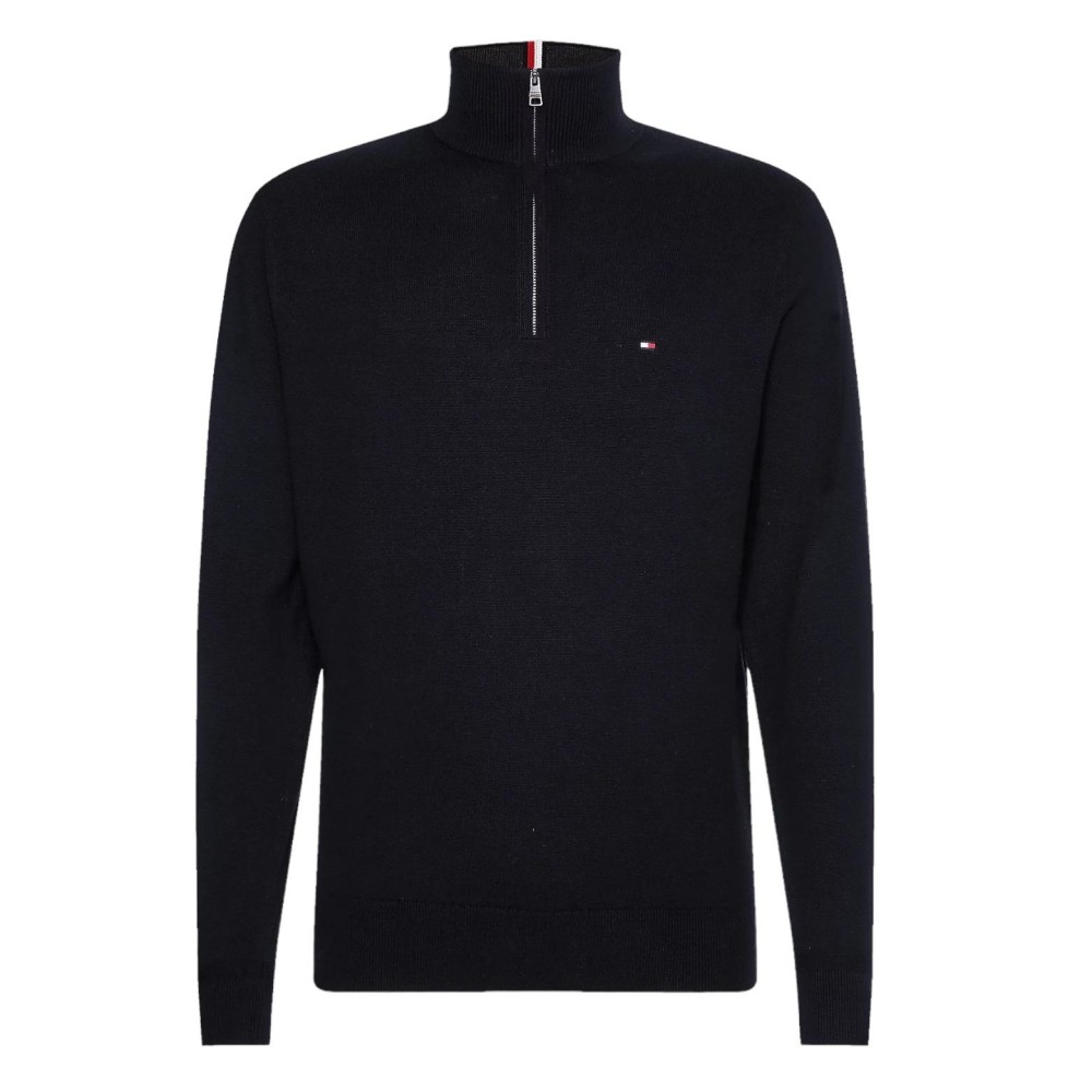 TOMMY HILFIGER</br>Ανδρικό Πουλόβερ Μαύρο 1/4 Zip Cotton Cashmere MW0MW28049-BDS Tommy Hilfiger