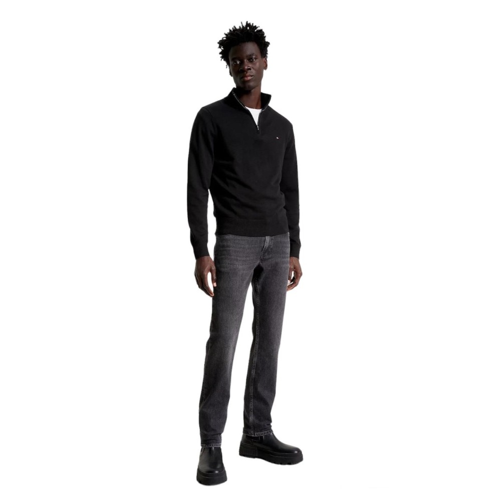 TOMMY HILFIGER</br>Ανδρικό Πουλόβερ Μαύρο 1/4 Zip Cotton Cashmere MW0MW28049-BDS Tommy Hilfiger