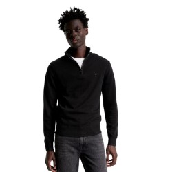 TOMMY HILFIGER</br>Ανδρικό Πουλόβερ Μαύρο 1/4 Zip Cotton Cashmere MW0MW28049-BDS Tommy Hilfiger