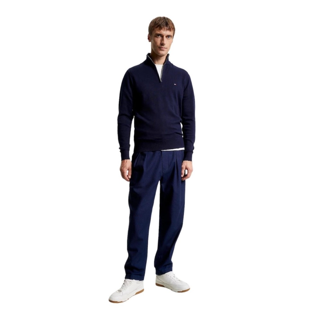 TOMMY HILFIGER</br>Ανδρικό Πουλόβερ Μπλε 1/4 Zip Cotton Cashmere MW0MW28049-DW5 Tommy Hilfiger