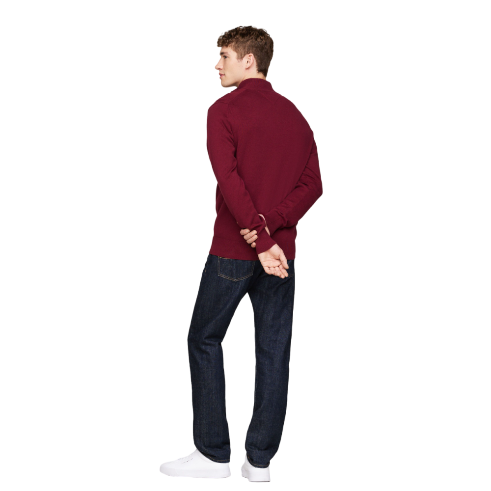 TOMMY HILFIGER</br>Ανδρικό Πουλόβερ Μπορντώ 1/4 Zip Cotton Cashmere MW0MW28049-VLP Tommy Hilfiger