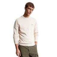 Tommy Hilfiger Pima Organic Cotton Cashmere Crewneck Sweater MW0MW28046-ABH Ανδρικό Πουλόβερ Εκρού