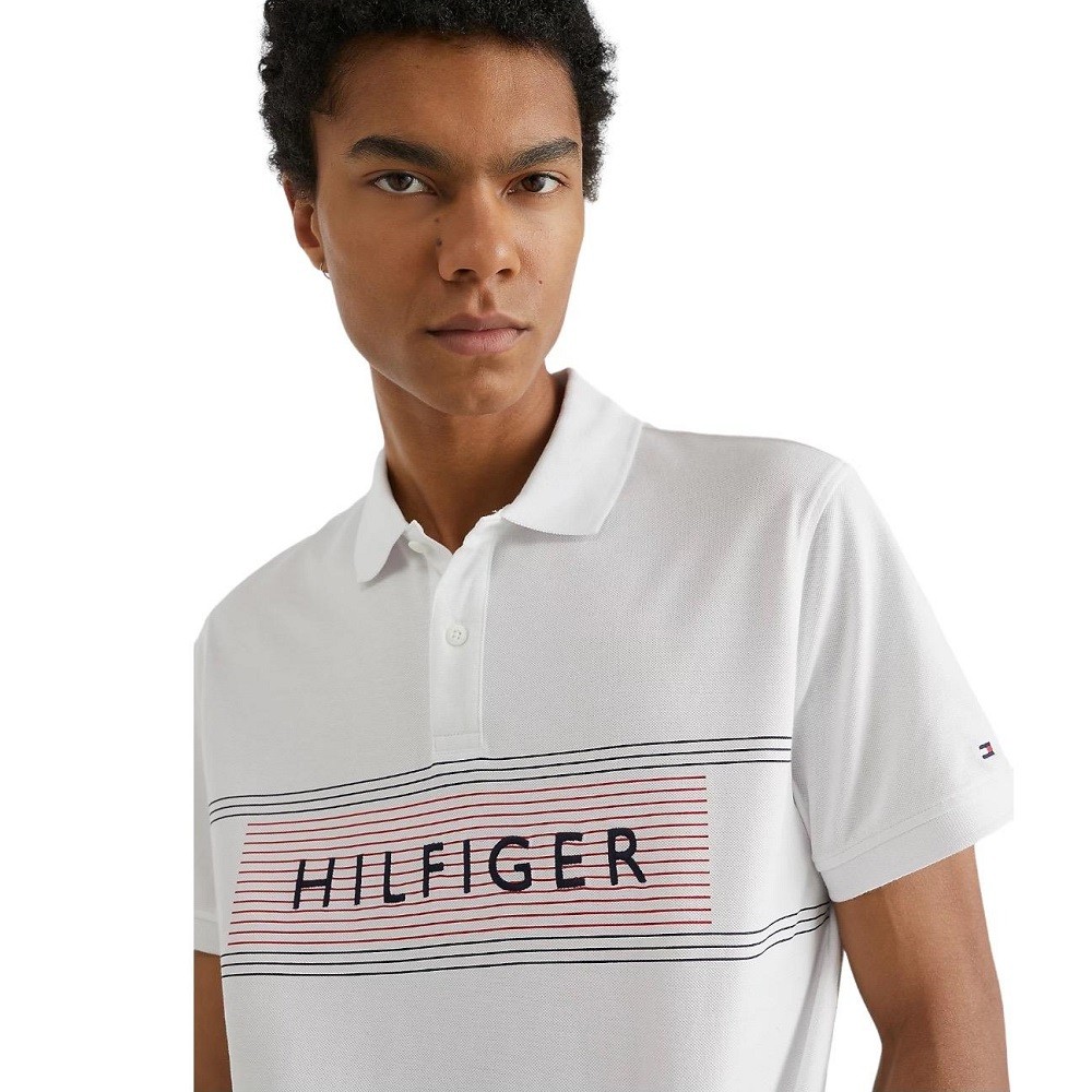 TOMMY HILFIGER</br>Ανδρικό Polo T-shirt Λευκό Regular MW0MW30781-YBR Tommy Hilfiger TOMMY HILFIGER</br>Ανδρικό Polo T-shirt Λευκό Regular MW0MW30781-YBR Tommy Hilfiger