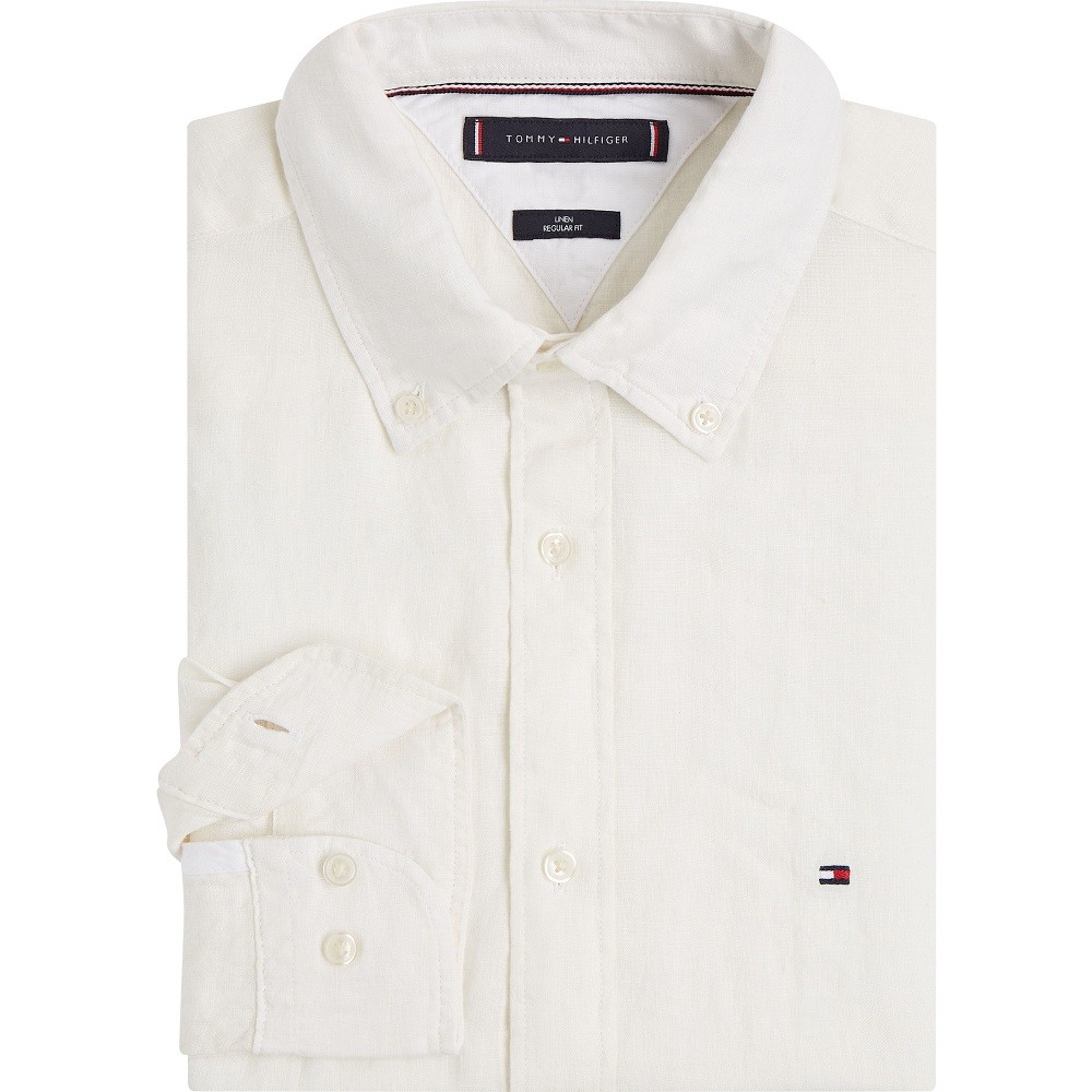 TOMMY HILFIGER</br>Ανδρικό Πουκάμισο Λευκό Λινό Regular MW0MW30897-AC0 Tommy Hilfiger TOMMY HILFIGER</br>Ανδρικό Πουκάμισο Λευκό Λινό Regular MW0MW30897-AC0 Tommy Hilfiger