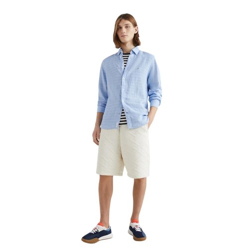 Ανδρικό Πουκάμισο Γαλάζιο Λινό Regular MW0MW30897-C1Z Tommy Hilfiger Ανδρικό Πουκάμισο Γαλάζιο Λινό Regular MW0MW30897-C1Z Tommy Hilfiger