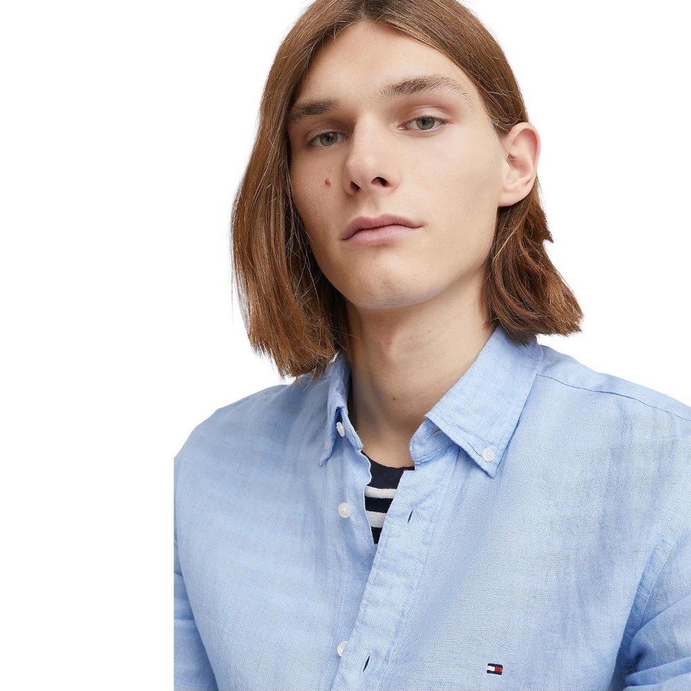 TOMMY HILFIGER</br>Ανδρικό Πουκάμισο Γαλάζιο Λινό Regular MW0MW30897-C1Z Tommy Hilfiger TOMMY HILFIGER</br>Ανδρικό Πουκάμισο Γαλάζιο Λινό Regular MW0MW30897-C1Z Tommy Hilfiger