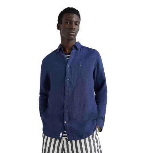 Ανδρικό Πουκάμισο Μπλε Λινό Regular MW0MW30897-DCC Tommy Hilfiger Ανδρικό Πουκάμισο Μπλε Λινό Regular MW0MW30897-DCC Tommy Hilfiger