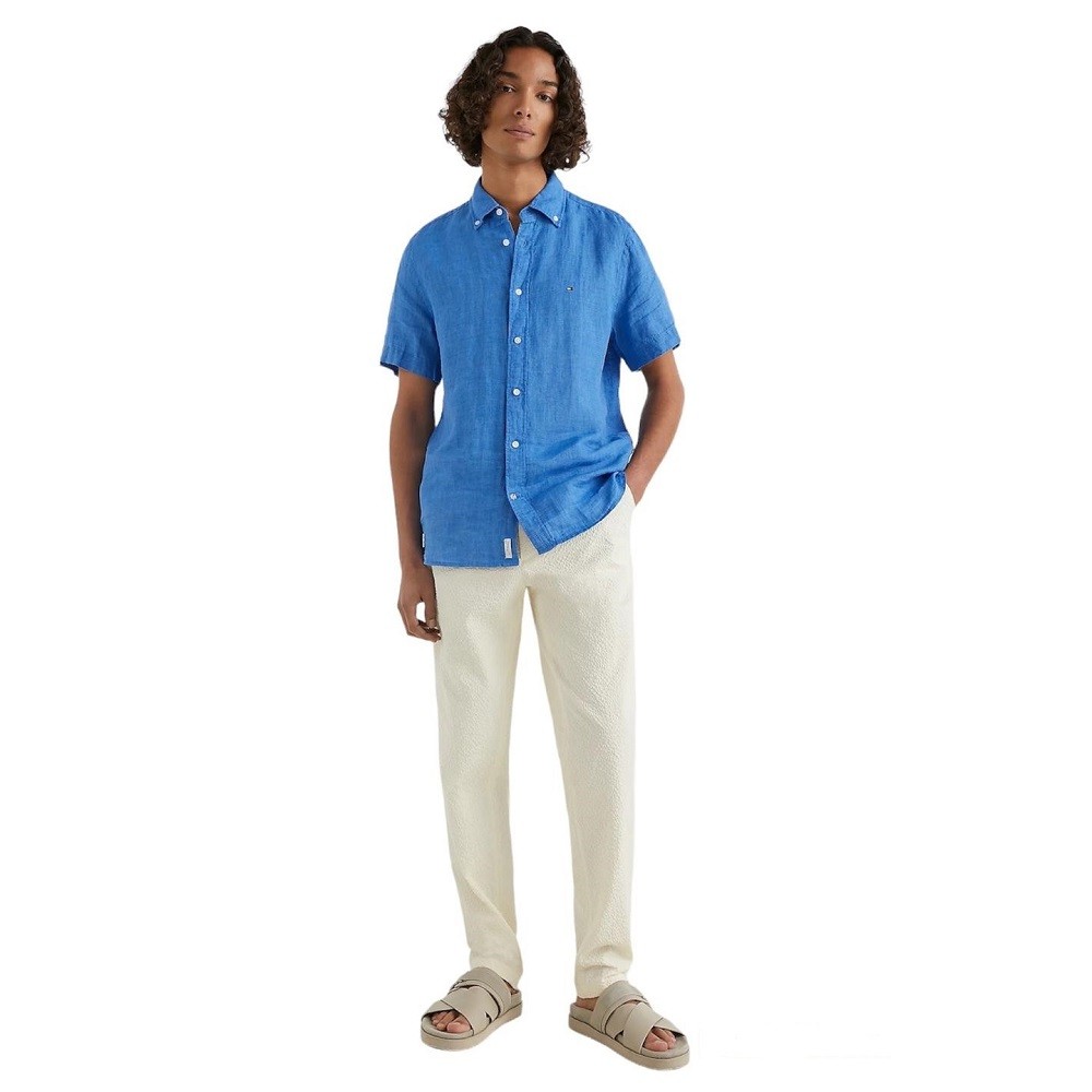 TOMMY HILFIGER</br>Ανδρικό Πουκάμισο Μπλε Λινό Regular MW0MW30916-CZW Tommy Hilfiger TOMMY HILFIGER</br>Ανδρικό Πουκάμισο Μπλε Λινό Regular MW0MW30916-CZW Tommy Hilfiger