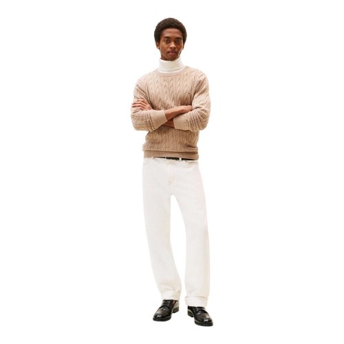 Tommy Hilfiger Classic Organic Cotton Cable Crewneck Sweater Relaxed Fit MW0MW33132-AFE Ανδρικό Πουλόβερ Με Cable Πλέξη Μπεζ Tommy Hilfiger Classic Organic Cotton Cable Crewneck Sweater Relaxed Fit MW0MW33132-AFE Ανδρικό Πουλόβερ Με Cable Πλέξη Μπεζ