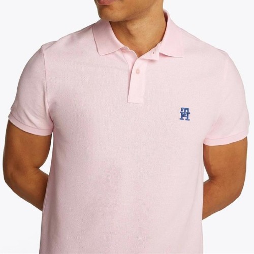 Ανδρικό Polo T-shirt Ροζ Regular MW0MW33167-T0G Tommy Hilfiger Ανδρικό Polo T-shirt Ροζ Regular MW0MW33167-T0G Tommy Hilfiger