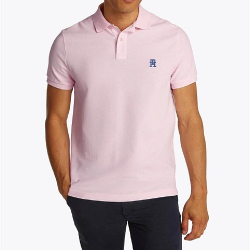 Ανδρικό Polo T-shirt Ροζ Regular MW0MW33167-T0G Tommy Hilfiger Ανδρικό Polo T-shirt Ροζ Regular MW0MW33167-T0G Tommy Hilfiger