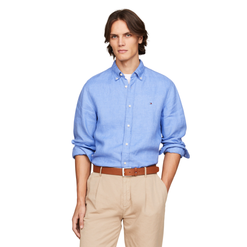 Ανδρικό Πουκάμισο Γαλάζιο Λινό Regular MW0MW34602-C30 Tommy Hilfiger Ανδρικό Πουκάμισο Γαλάζιο Λινό Regular MW0MW34602-C30 Tommy Hilfiger
