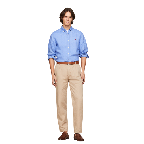 Ανδρικό Πουκάμισο Γαλάζιο Λινό Regular MW0MW34602-C30 Tommy Hilfiger Ανδρικό Πουκάμισο Γαλάζιο Λινό Regular MW0MW34602-C30 Tommy Hilfiger