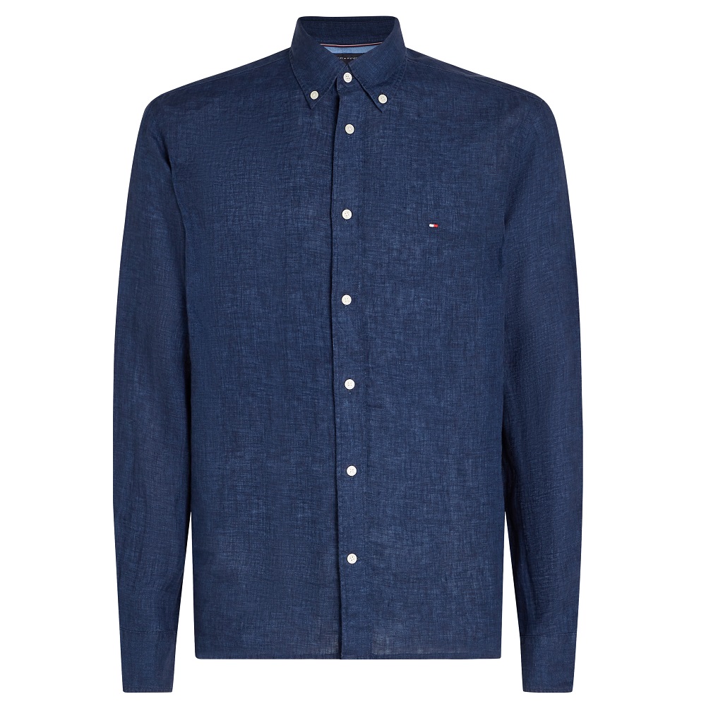TOMMY HILFIGER</br>Ανδρικό Πουκάμισο Μπλε Λινό Regular MW0MW34602-DCC Tommy Hilfiger TOMMY HILFIGER</br>Ανδρικό Πουκάμισο Μπλε Λινό Regular MW0MW34602-DCC Tommy Hilfiger