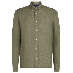 TOMMY HILFIGER</br>Ανδρικό Πουκάμισο Χακί Λινό Regular MW0MW34602-PLI Tommy Hilfiger